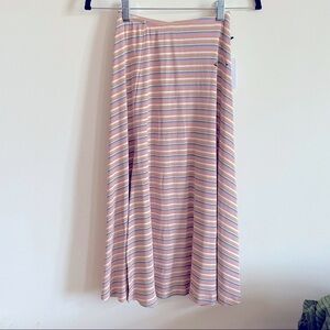 JOSEPHINE Pink Stripe Jersey Midi Skirt with Side Slit NWT